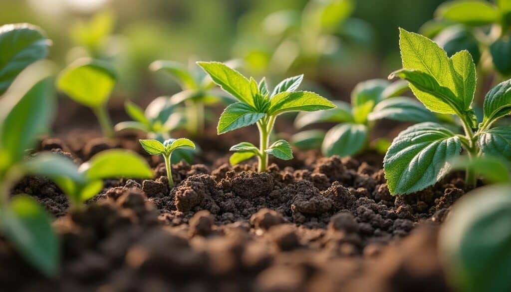 Paillage potager avec des orties séchées pour des nutriments naturels