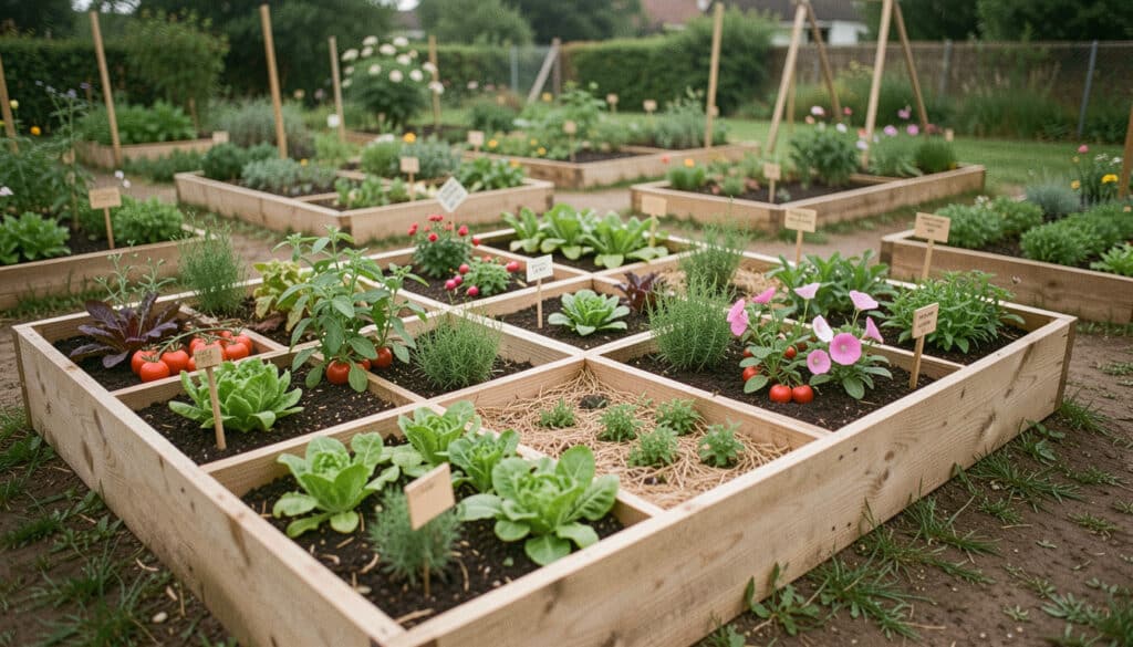 Plan de carré potager en permaculture, simple et productif