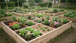 Plan de carré potager en permaculture, simple et productif