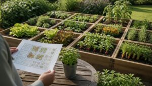 Plan de potager en carrés à imprimer en PDF