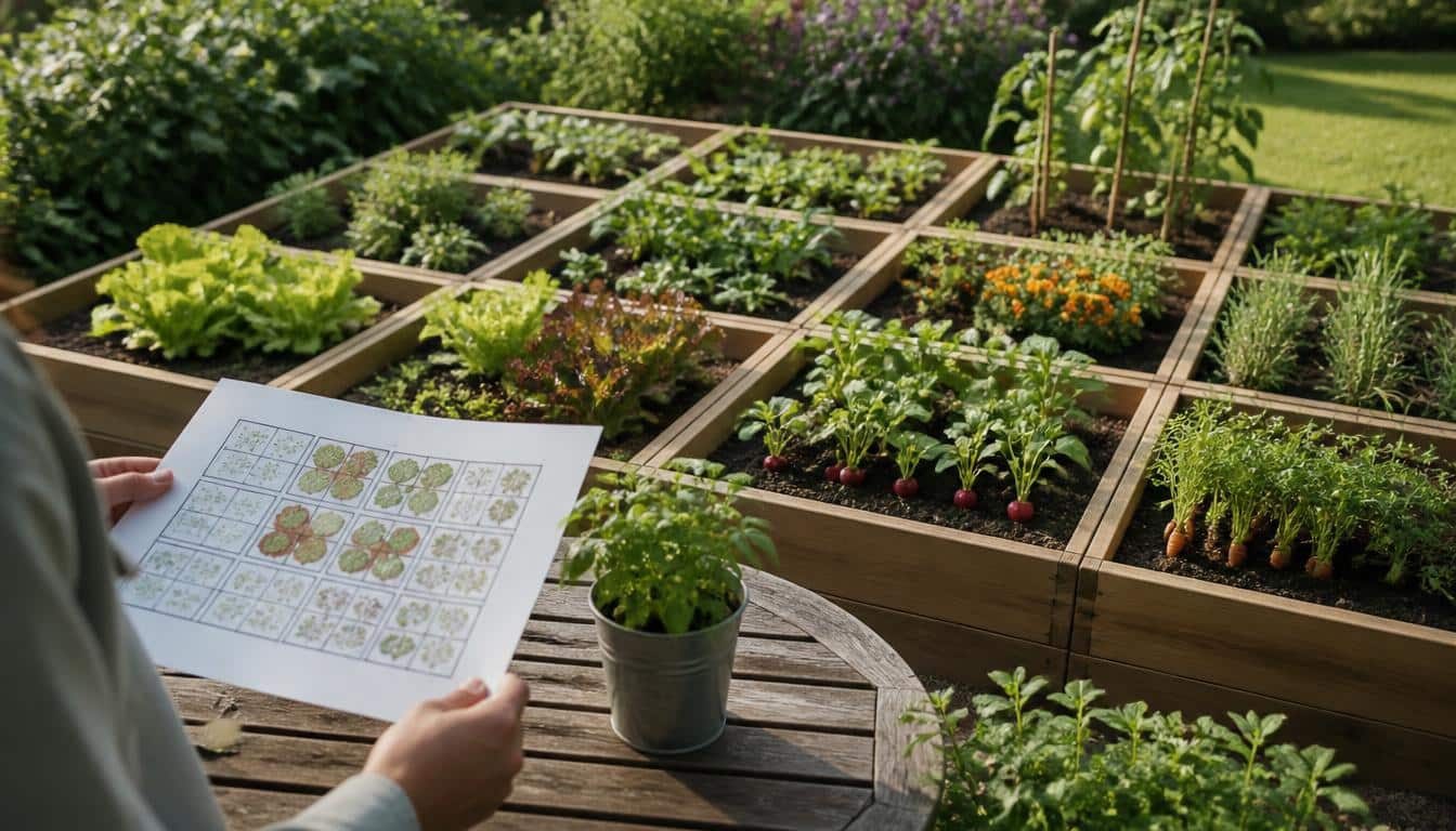 Plan de potager en carrés à imprimer en PDF